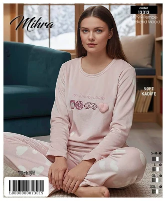 MİHRA 13313 R4799 VELVET LONG SLEEVE BOTTOM LONG LEG COVER SUIT