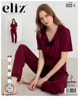 ELİZ 7232-1 KADIN PAPYONLU PİJAMA TAKIM