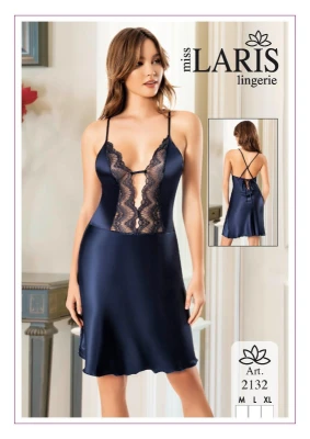 MİSS LARİS 2132 SATEN GECELİK LACİVERT