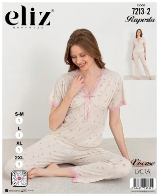 ELİZ 7213-2 DANTELLİ PİJAMA TAKIMI KREM