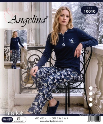 TARIK ANGELİNA 10010 BAYAN İNTERLOK PİJAMA TAKIMI LACİVERT S-XXL
