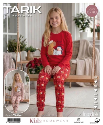 TARIK 6740 KIZ GENÇ BOY İNTERLOK PİJAMA TAKIMI KIRMIZI 6-11 YAŞ