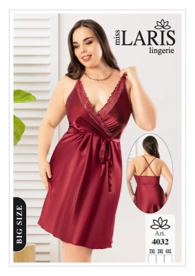 MİSS LARİS 4032 SATEN BATTAL GECELİK BORDO