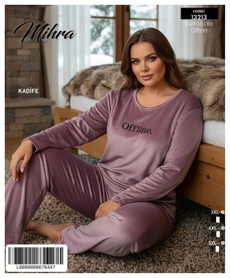 MİHRA 13213 R4908 BATTAL KADİFE TAKIM LİLA