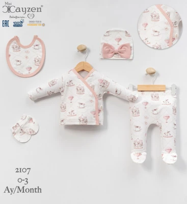 CAYZEN 2107 ATLI KARINCA KIZ 5'Lİ BEBEK SETİ 0-3 AY