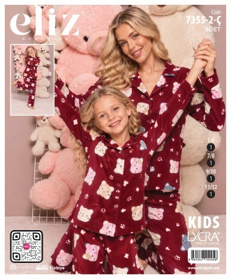 ELİZ 7355-2-Ç ÇOCUK SÜET PİJAMA TAKIMI