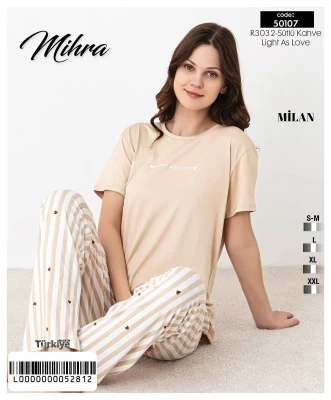 MİHRA 50107 R3032 MİLAN KISA KOL ALT UZUN PİJAMA
