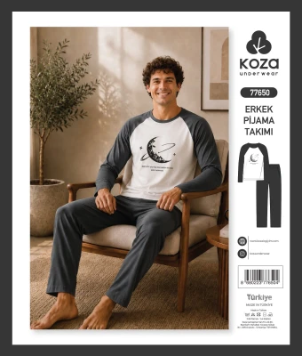 KOZA SOFT 77650 FÜME ERKEK PİJAMA TAKIMI – M-XXL