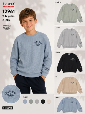 HAKNUR 12961 ERKEK ÇOCUK WAFFLE SWEAT 9-12 YAŞ