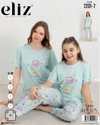 ELİZ 7201-7 BAYAN MANŞETLİ PİJAMA TAKIM