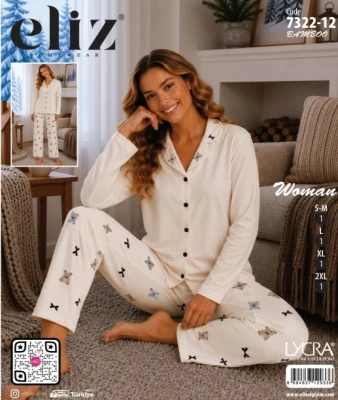 ELİZ 7322-12 MİLAN DÜĞMELİ BAMBU PİJAMA TAKIMI