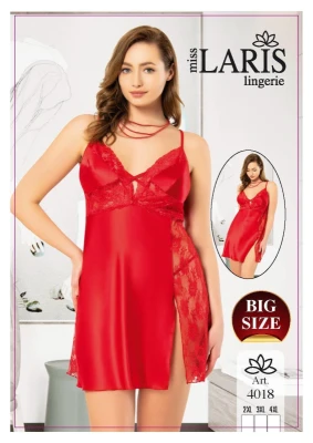 MİSS LARİS 4018 SATEN BATTAL GECELİK KIRMIZI