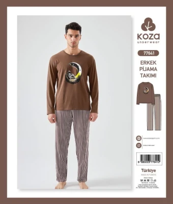 KOZA SOFT 77641 KAHVE ERKEK PİJAMA TAKIMI – M-XXL