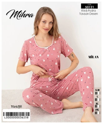 MİHRA 50121 R168 Milan Kısa Kol Alt Uzun Takım Pud