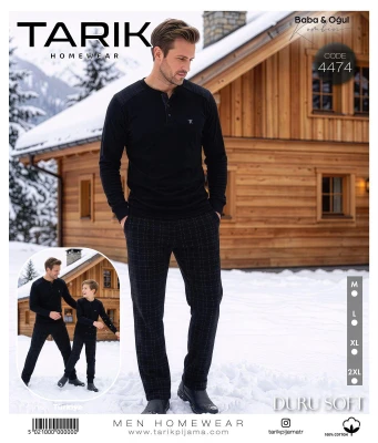 TARIK 4474 ERKEK NAKIŞLI PİJAMA TAKIMI LACİVERT M-XXL