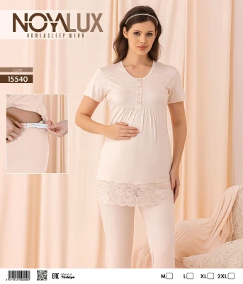 NOYALUX 15540 LACE MATERNITY PAJAMA SET ECRU