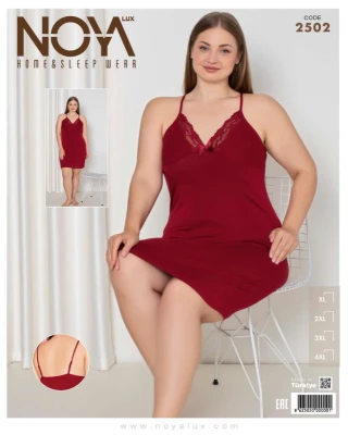 NOYA 2502 BİG İP ASKILI GECELİK BORDO