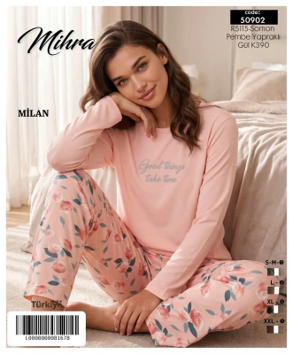 MİHRA 50902 R5115 MİLAN BASIC PİJAMA TAKIMI SOMON PEMBE