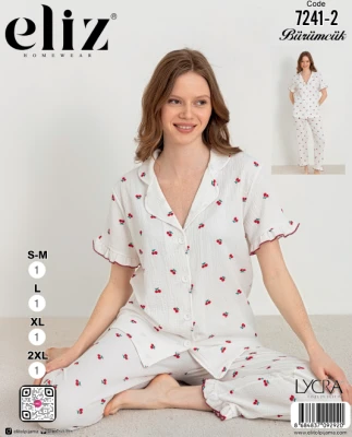 ELİZ 7241-2 KADIN DÜĞMELİ PİJAMA TAKIM