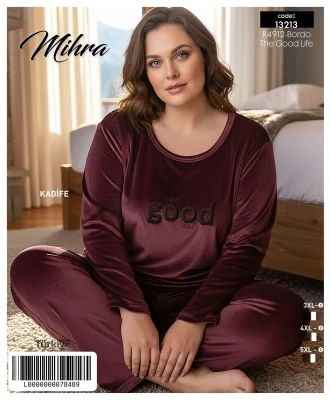MİHRA 13213 R4912 BATTAL KADİFE TAKIM BORDO