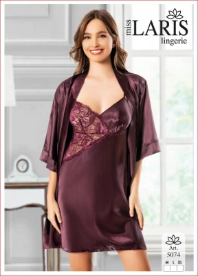 MİSS LARİS 5074 SATEN SABAHLIKLI 2'Lİ TAKIM MÜRDÜM