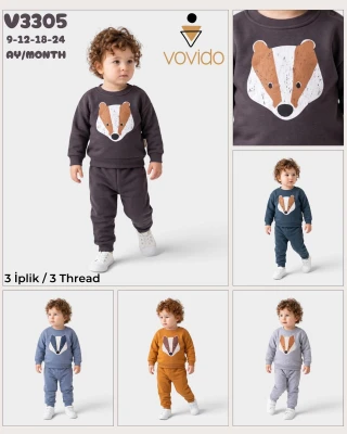 VOVIDO 3305 BABY TİLKİ BASKILI KIŞLIK BEBEK TAKIMI – 6-24 AY