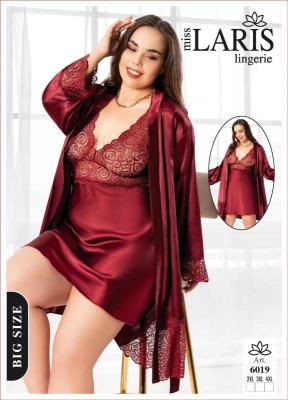 MİSS LARİS 6019 SATEN SABAHLIKLI 2'Lİ BATTAL TAKIM