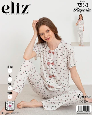 ELİZ 7215-3 PAPYONLU PİJAMA TAKIMI