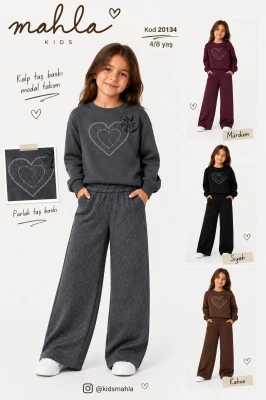 MAHLA KIDS 20134 KALP TAŞLI BASKILI MODAL TAKIM 3-8 YAŞ