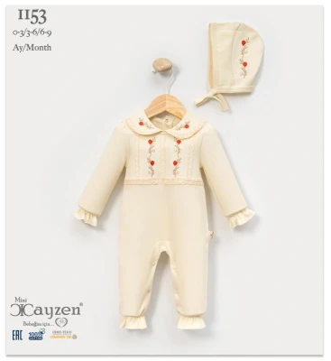 CAYZEN 1153 EL İŞİ NAKIŞLI BEBEK TULUMU 3-9 AY