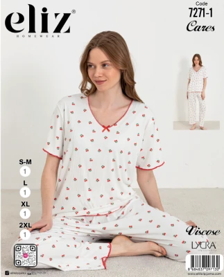 ELİZ 7271-1 WOMEN'S V-NECK PAJAMA SET