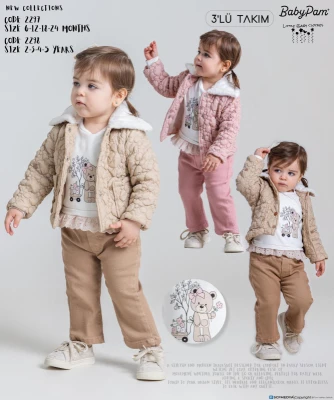 PAMPAL 2298 CEKETLİ 3'LÜ KIZ TAKIM 2-5 YAŞ