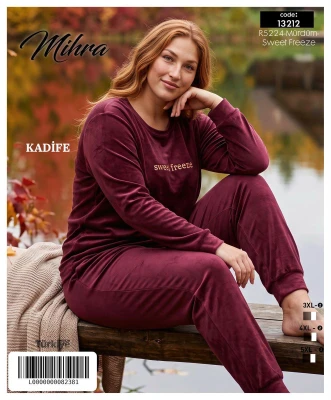 MİHRA 13212 R5224 Kadife Battal Paça Manşetli Kol 