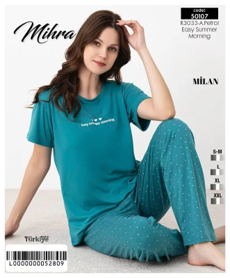 MİHRA 50107 R3033 MİLAN KISA KOL ALT UZUN PİJAMA