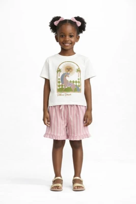 MAHLA KİDS 20113 GÜNEŞ BASK. ŞORTLU TK PEMBE 2-3 Y