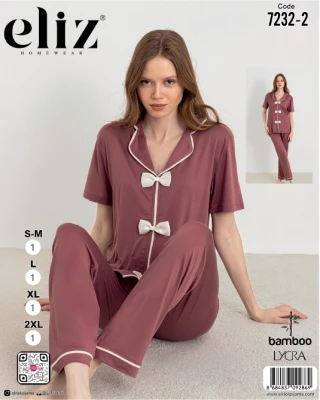 ELİZ 7232-2 BAYAN PAPYONLU PİJAMA TAKIM