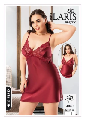 MİSS LARİS 4040 SATEN BATTAL GECELİK BORDO