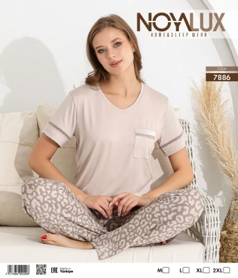 NOYA 7886 CEPLİ KADIN PİJAMA TAKIMI VİZON