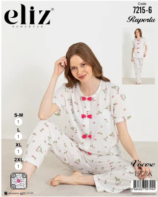 ELIZ 7215-6 BOWTIE PAJAMA SET