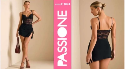 PASSIONE E1074 ФАНТАЗИЯ НОЧНОЕ ПЛАТЬЕ ЧЕРНОЕ