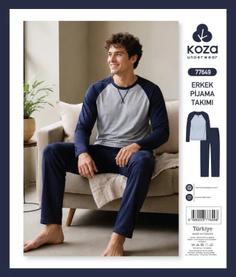 KOZA SOFT 77649 LACİVERT ERKEK PİJAMA TAKIMI – M-X