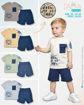 DAMLA 26439 BORN TO BE COOL ERKEK BEBEK ŞORTLU 2'Lİ TAKIM