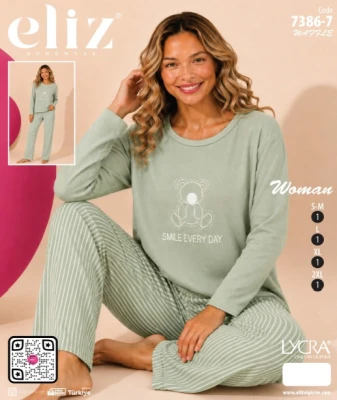ELİZ 7386-7 WAFFLE BASIC PİJAMA TAKIMI