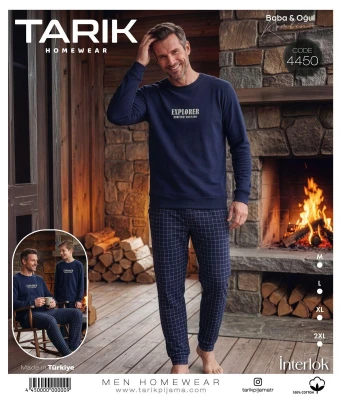 TARIK 4450 ERKEK İNTERLOK EXPLORER BASKILI PİJAMA TAKIMI LACİVERT M-XXL