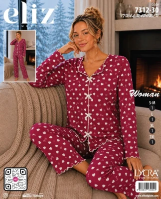 ELİZ 7312-30 İTHAL RAPORLU FİYONKLU PİJAMA TAKIMI