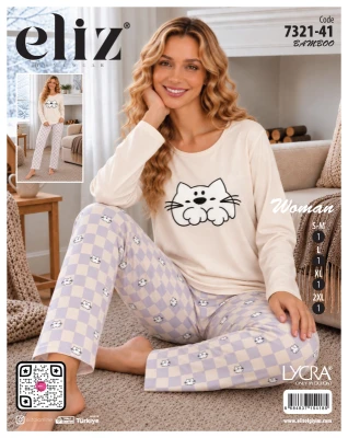 ELİZ 7321-41 MİLAN BASIC BAMBU PİJAMA TAKIMI