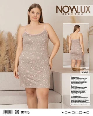 NOYA 2541 BİG DANTELLİ İP ASKILI KADIN GECELİK VİZON