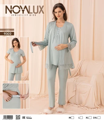 NOYALUX 9302 HAMİLE PİJAMA TAKIMI YESİL