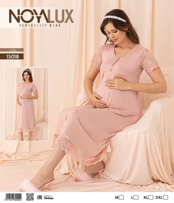 NOYALUX 15018 HAMİLE PİJAMA TAKIM PUDRA