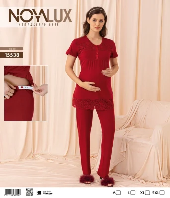 NOYALUX 15538 HAMİLE PİJAMA BORDO
